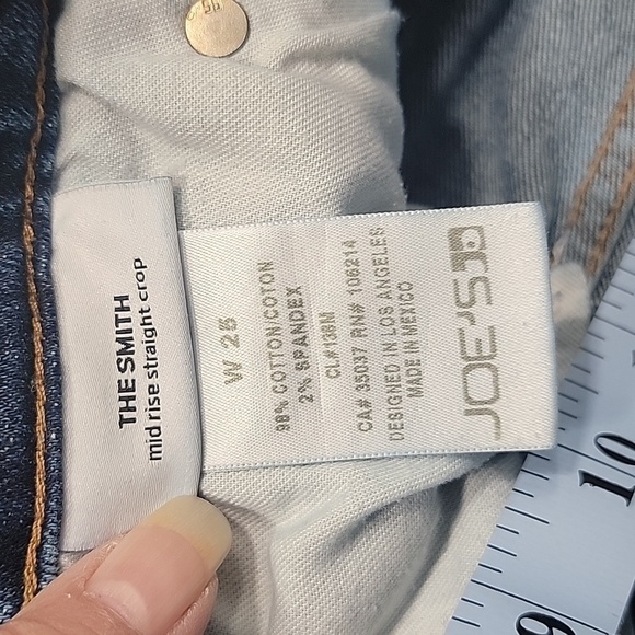 Joes Jeans Size 25 "The Smith" Mid Rise Straight Crop Jeans, Raw Sharkbite Hem - Picture 5 of 11